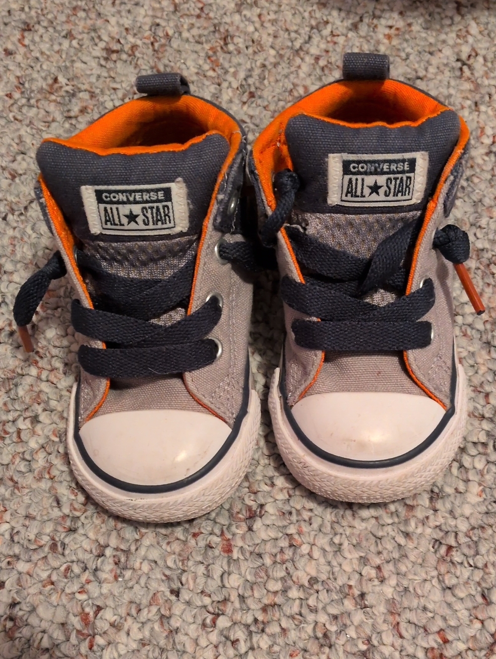 Converse Kids High-Top Sneakers in Gray and Orange